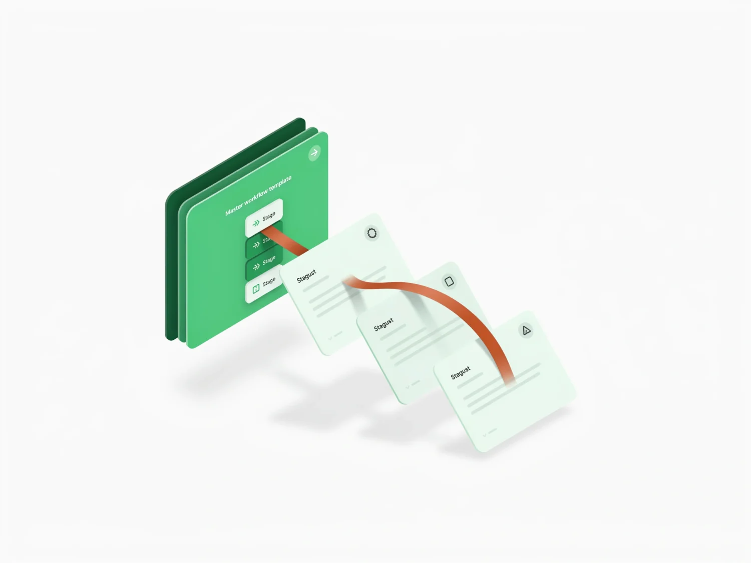 One master workflow template being replicated into several identical client copies, each carrying a different client seal.